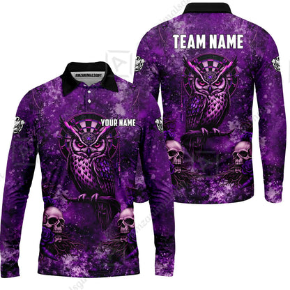 Custom Darts Team Jersey, Personalized Spooky Owl Jersey Shirt For Players With Name & Team Name
