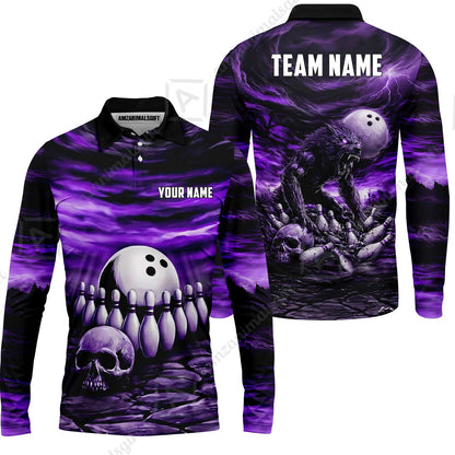 Custom Full Moon Werewolf Bowling Jersey Polo Shirt, Custom Full Moon Werewolf Bowling Jersey Team Shirt For Players With Name & Team Name