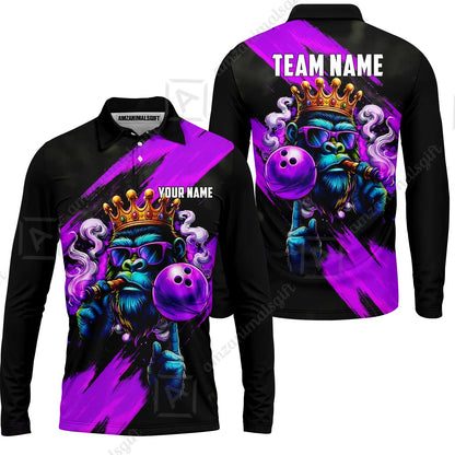 Custom Bowling Jersey Polo Shirt, Gorilla Boss King, Custom Bowling Jersey Team Shirt For Players With Name & Team Name