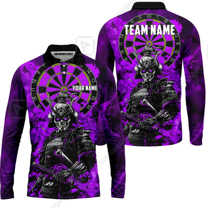 Custom Darts Team Jersey, Personalized Skull Samurai Dartboard Dart Polo Shirt For Players With Name & Team Name