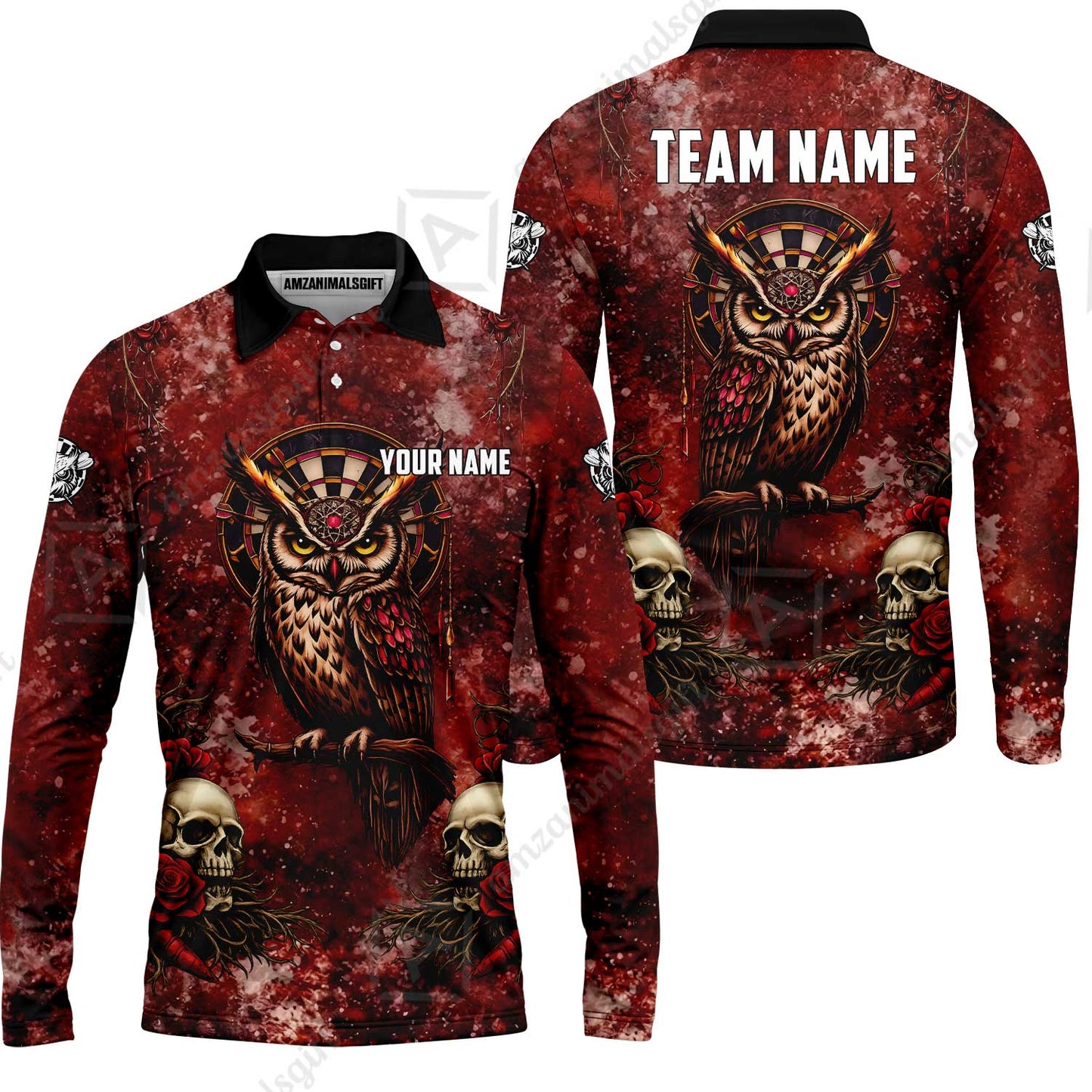 Custom Darts Team Jersey, Personalized Spooky Owl Jersey Shirt For Players With Name & Team Name