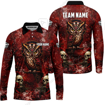 Custom Darts Team Jersey, Personalized Spooky Owl Jersey Shirt For Players With Name & Team Name