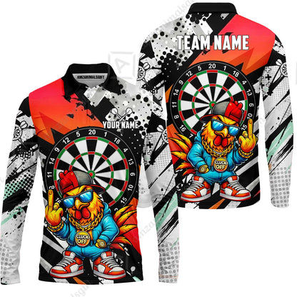 Custom Darts Team Jersey, Personalized Street Rebel Rooster Darts Polo Shirt For Players With Name & Team Name