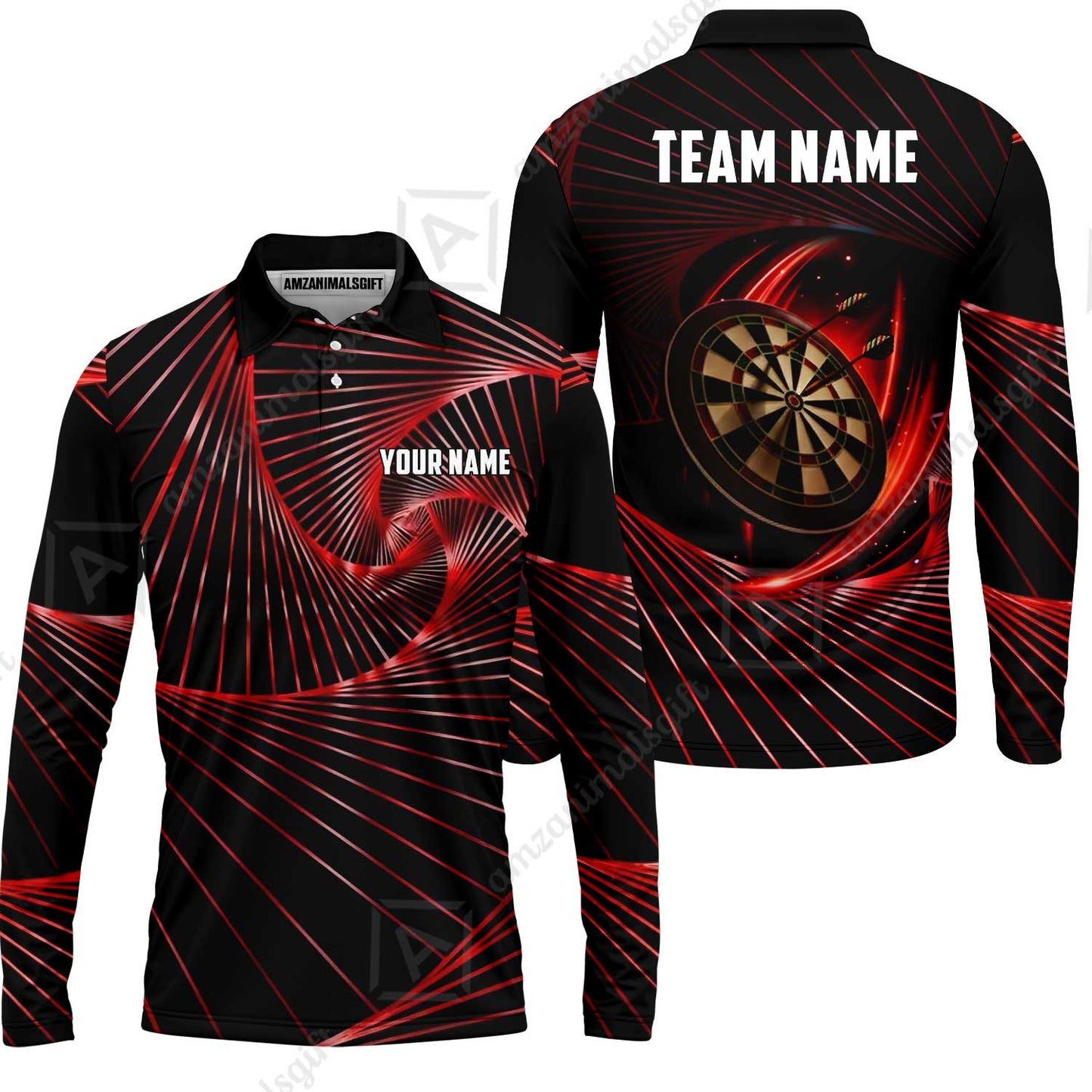 Custom Darts Team Jersey, Personalized Dark Flame Dart Polo Shirt For Players With Name & Team Name