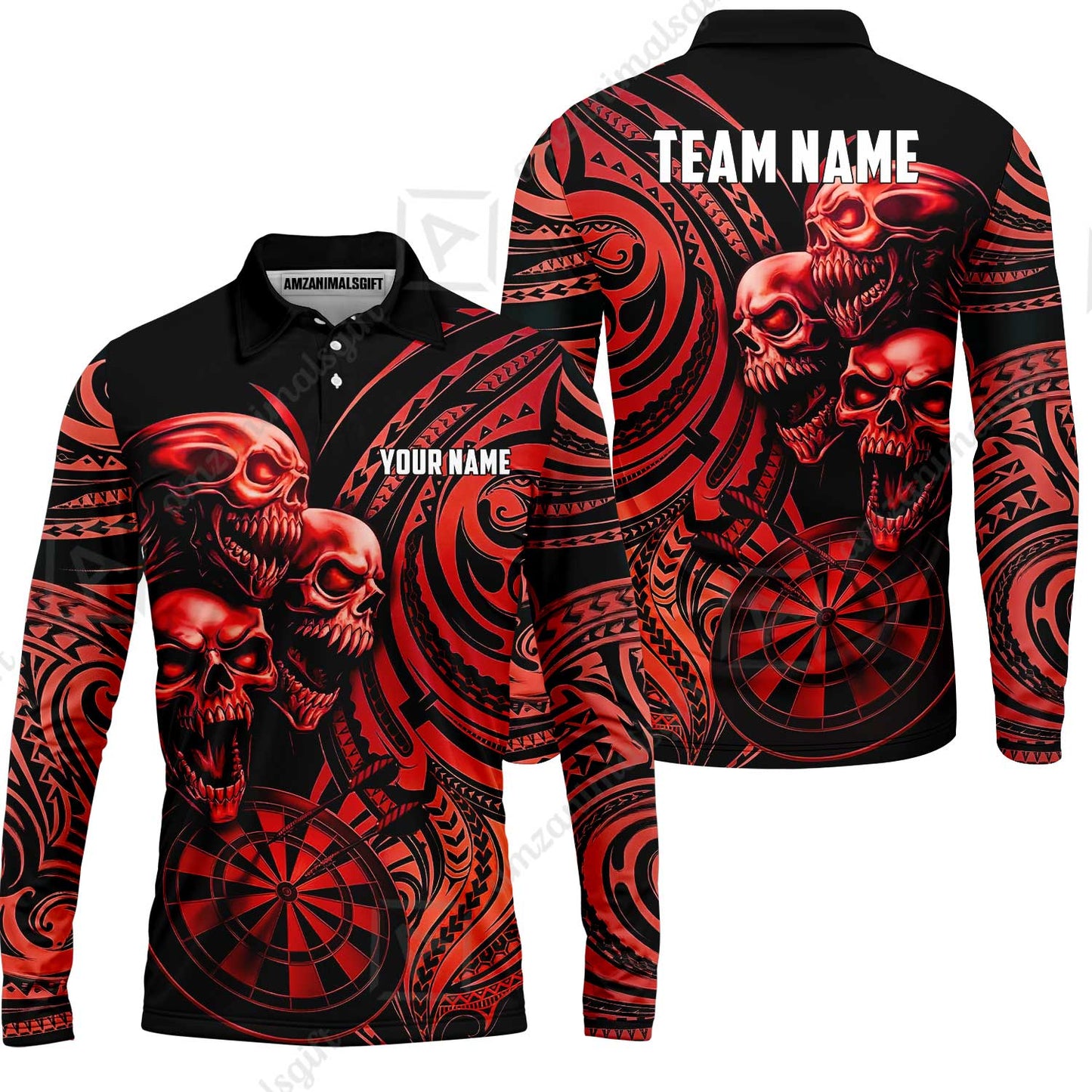 Custom Darts Team Jersey, Personalized Neon Skull Jersey Shirt For Players With Name & Team Name