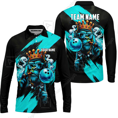 Custom Bowling Jersey Polo Shirt, Gorilla Boss King, Custom Bowling Jersey Team Shirt For Players With Name & Team Name