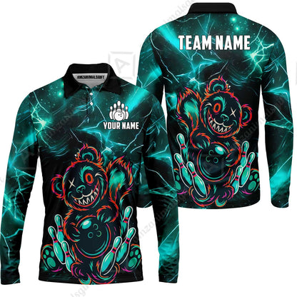 Custom Creepy Teddy Bowling Jersey Polo Shirt, Custom Creepy Teddy Bowling Jersey Team Shirt For Players With Name & Team Name