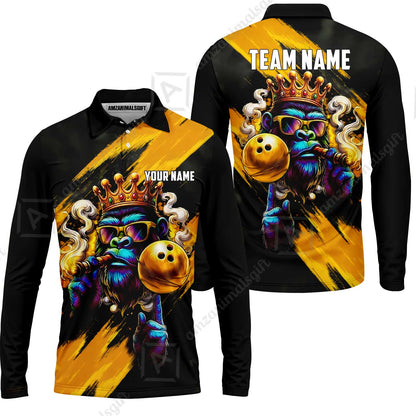 Custom Bowling Jersey Polo Shirt, Gorilla Boss King, Custom Bowling Jersey Team Shirt For Players With Name & Team Name
