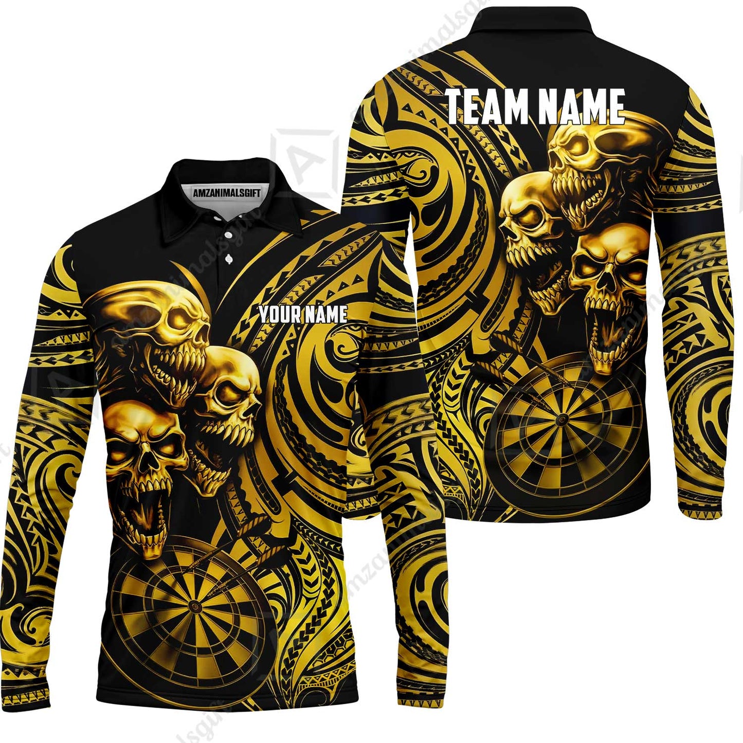 Custom Darts Team Jersey, Personalized Neon Skull Jersey Shirt For Players With Name & Team Name