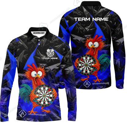 Custom Darts Team Jersey, Personalized Funky Rooster Dart Shirt For Players With Name & Team Name