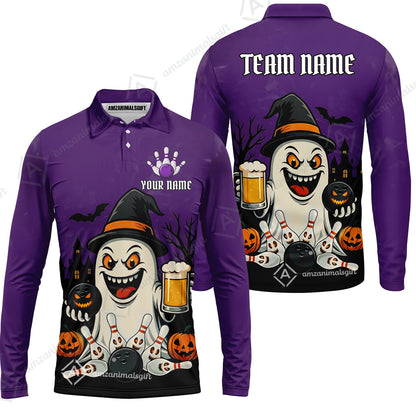 Custom Bowling Jersey Polo Shirt, Bowling Halloween Witch, Custom Bowling Jersey Team Shirt For Players With Name & Team Name
