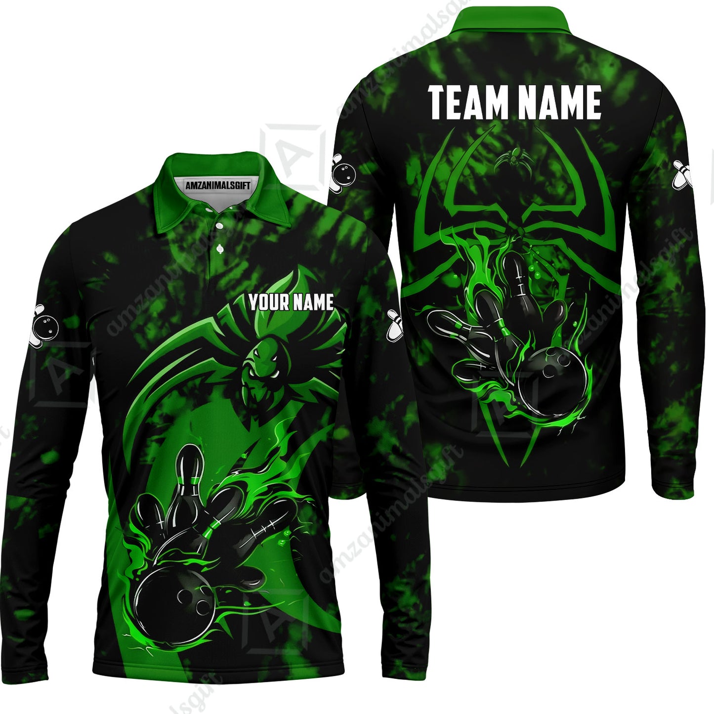 Custom Bowling Jersey Polo Shirt, Neon Venom Spider Monster, Custom Bowling Jersey Team Shirt For Players With Name and Team Name