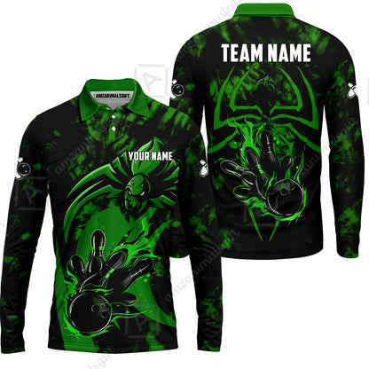 Custom Bowling Jersey Polo Shirt, Neon Venom Spider Monster, Custom Bowling Jersey Team Shirt For Players With Name and Team Name