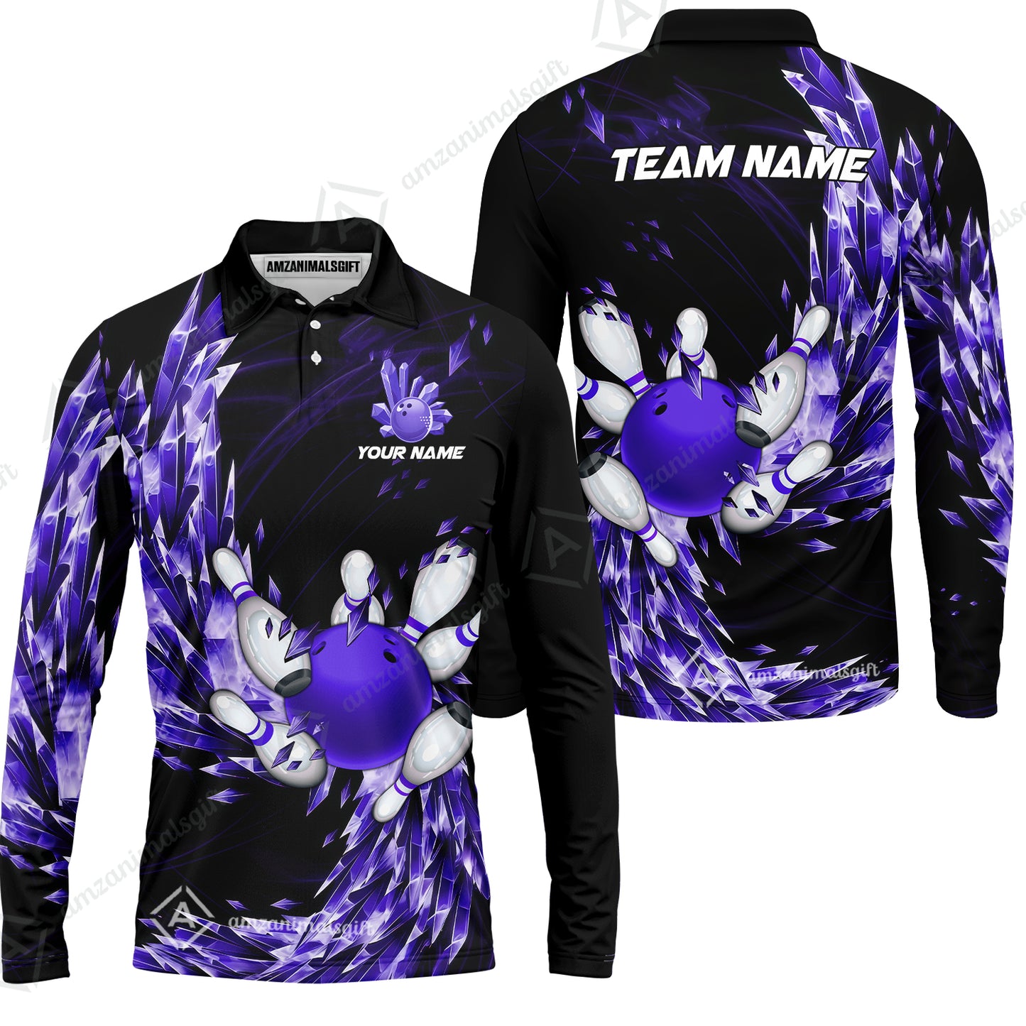 Custom Bowling Jersey Polo Shirt, Crystal Explosion Bowling Custom Bowling Jersey Team Shirt For Players With Name & Team Name