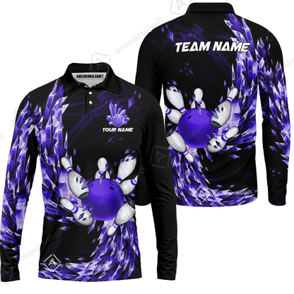 Custom Bowling Jersey Polo Shirt, Crystal Explosion Bowling Custom Bowling Jersey Team Shirt For Players With Name & Team Name