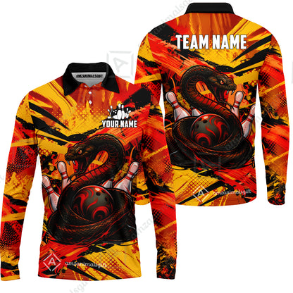 Custom Bowling Jersey Polo Shirt, Viper Venom Strike & Cyberpunk Splash, Custom Bowling Jersey Team Shirt For Players With Name & Team Name