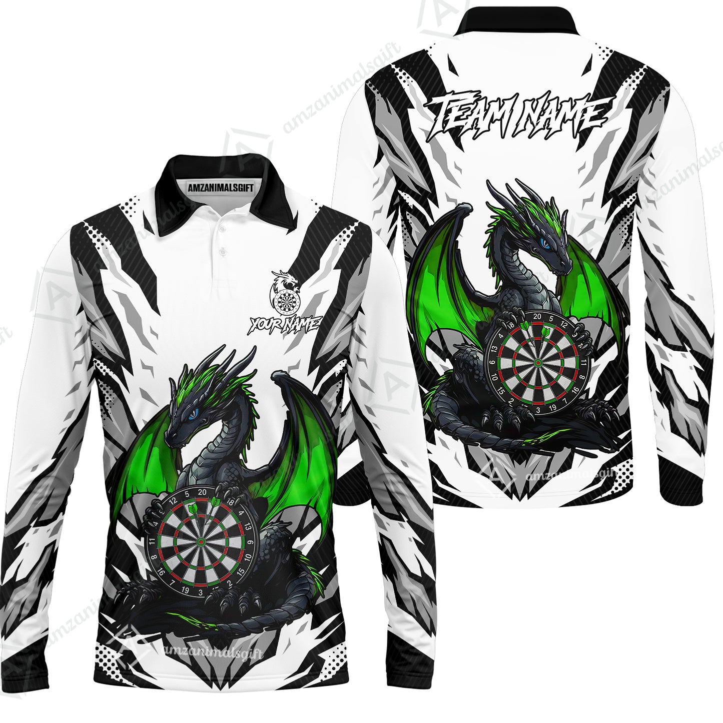Custom Darts Team Jersey, Personalized Fantasy Dragon Dart Polo Shirt For Players With Name & Team Name
