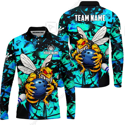 Custom Bowling Jersey Polo Shirt, The Wild Wasp Strike, Custom Bowling Jersey Team Shirt For Players With Name & Team Name