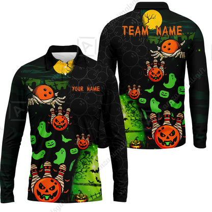 Customized Halloween Neon Ghost Bowling Jersey, Custom Name And Team Name For Bowlers