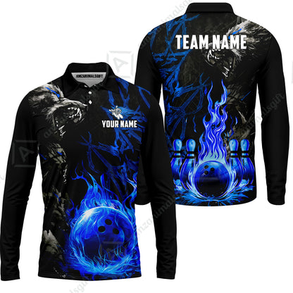 Custom Bowling Jersey Polo Shirt, Hellfire Werewolf & Crimson Strike, Custom Bowling Jersey Team Shirt For Players With Name & Team Name