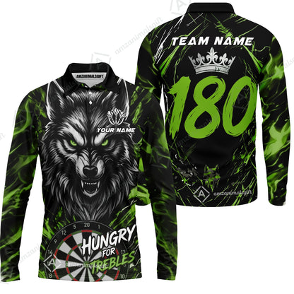 Custom Darts Jersey Polo Shirt, Wolf 180, Custom Dart Jersey Team Shirt For Players With Name & Team Name