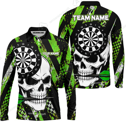 Custom Darts Jersey Polo Shirt, Skull Bites Dart, Custom Dart Jersey Team Shirt For Players With Name & Team Name