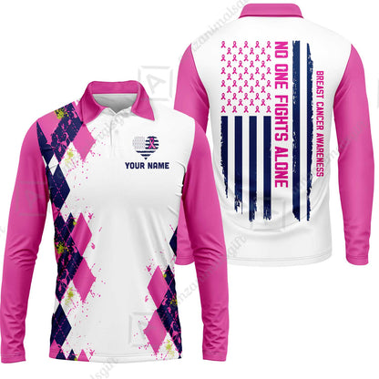Custom Bowling Jersey Polo Shirt, No One Fights Alone, Personalized Name And Team Name