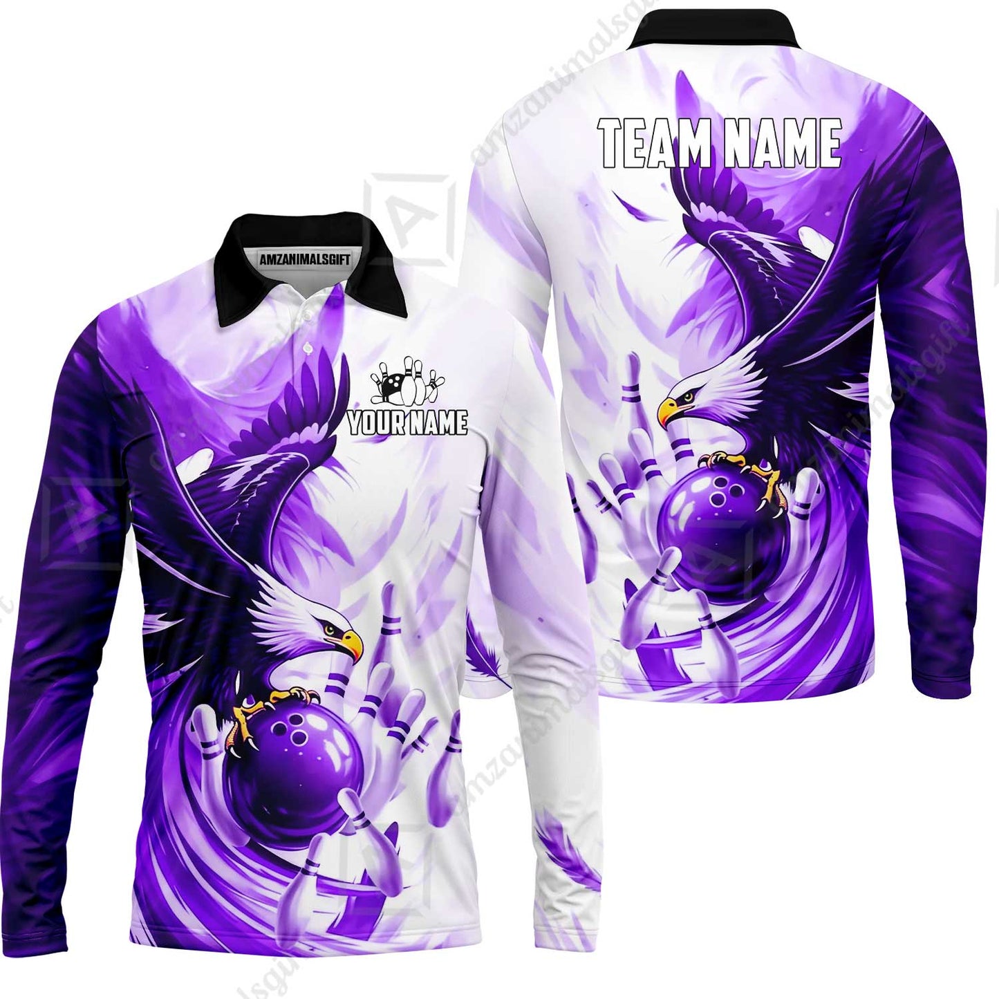 Custom Bowling Jersey Polo Shirt, Soaring Eagle, Custom Bowling Jersey Team Shirt For Players With Name & Team Name