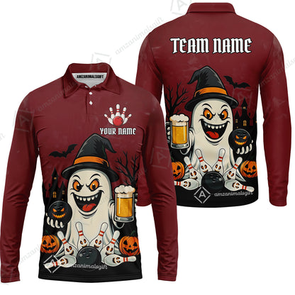Custom Bowling Jersey Polo Shirt, Bowling Halloween Witch, Custom Bowling Jersey Team Shirt For Players With Name & Team Name