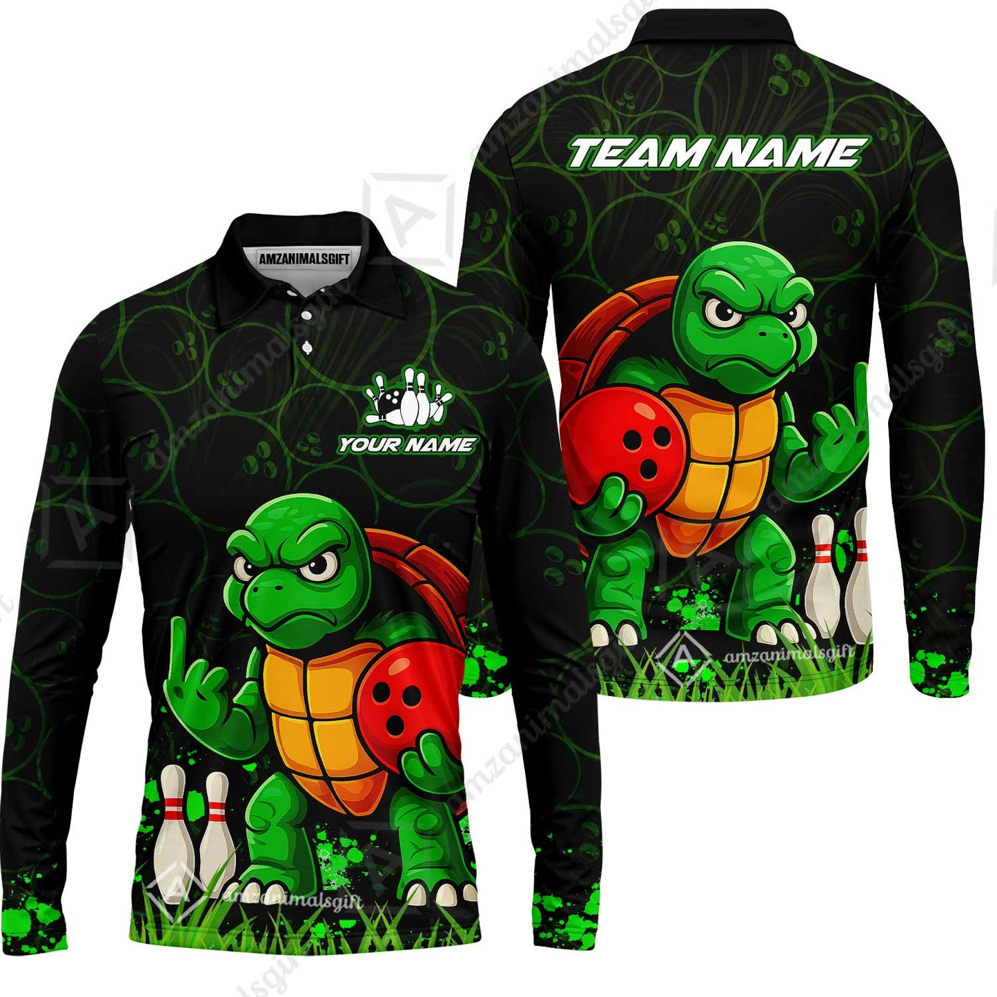 Customized Bowling Unisex Polo Shirt, Bowling Ninja Turtle, Bowling Uniform - Personalized Name And Team Name