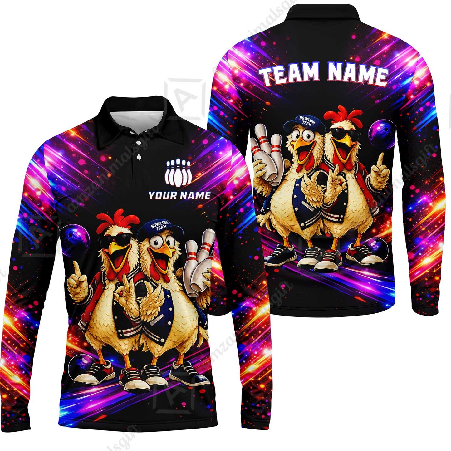 Custom Bowling Jersey Polo Shirt, Cool Roosters Bowling, Custom Bowling Jersey Team Shirt For Players With Name & Team Name