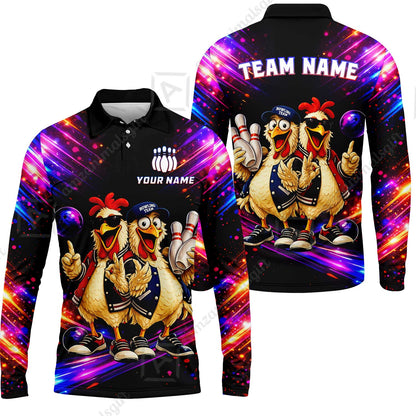 Custom Bowling Jersey Polo Shirt, Cool Roosters Bowling, Custom Bowling Jersey Team Shirt For Players With Name & Team Name