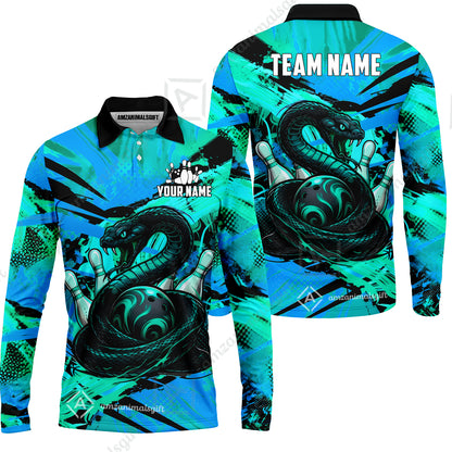 Custom Bowling Jersey Polo Shirt, Viper Venom Strike & Cyberpunk Splash, Custom Bowling Jersey Team Shirt For Players With Name & Team Name
