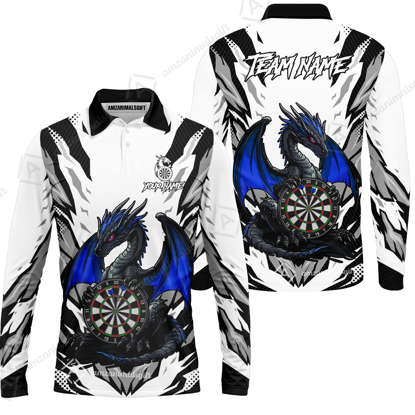 Custom Darts Team Jersey, Personalized Fantasy Dragon Dart Polo Shirt For Players With Name & Team Name