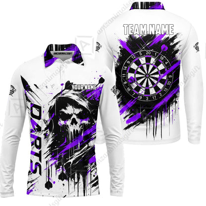 Custom Darts Jersey Polo Shirt, Grim Reaper Sketch Splatter, Custom Dart Jersey Team Shirt For Players With Name & Team Name