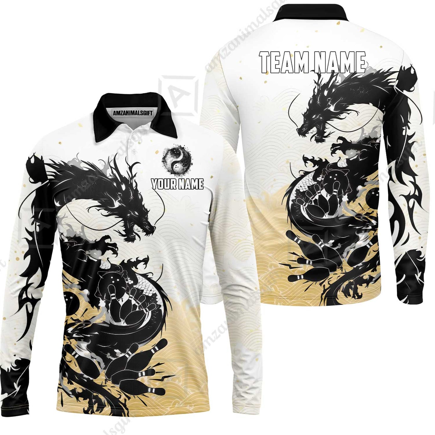 Custom Sumie Dragon Bowling Jersey Polo Shirt, Custom Sumie Dragon Bowling Jersey Team Shirt For Players With Name & Team Name