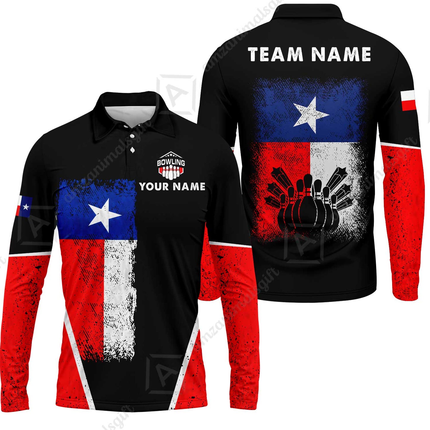 Custom Bowling Jersey Polo Shirt, Texas Stricker, Custom Bowling Jersey Team Shirt For Players With Name and Team Name