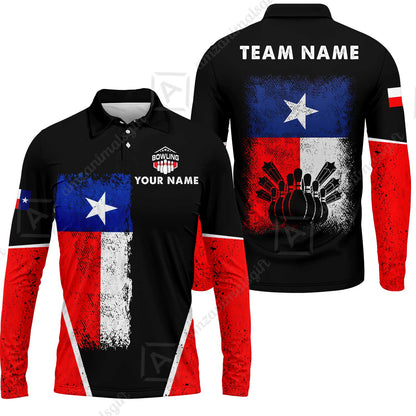 Custom Bowling Jersey Polo Shirt, Texas Stricker, Custom Bowling Jersey Team Shirt For Players With Name and Team Name