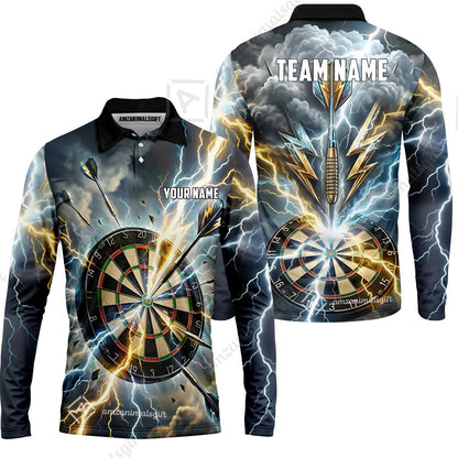 Custom Darts Team Jersey, Personalized Lightning Darts Polo Shirt For Players With Name & Team Name