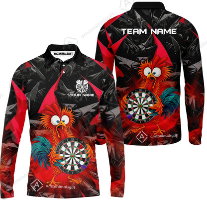 Custom Darts Team Jersey, Personalized Funky Rooster Dart Shirt For Players With Name & Team Name