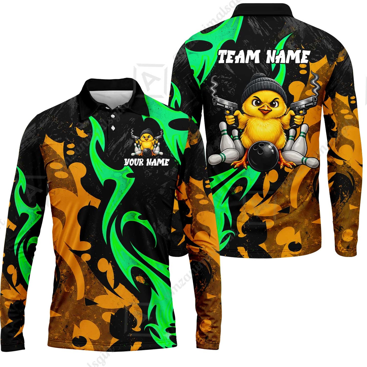 Custom Bowling Jersey Polo Shirt, Baby Gangsters, Custom Bowling Jersey Team Shirt For Players With Name and Team Name
