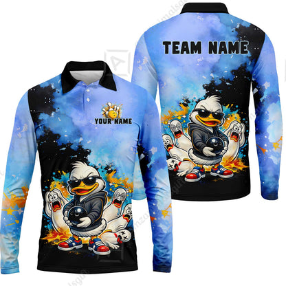 Custom Bowling Polo Shirt, Funny Screaming Pins Bowling Custom Bowling Polo Team Shirt For Players With Name & Team Name