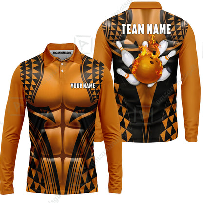 Custom Bowling Jersey Polo Shirt, Polynesian Strike, Custom Bowling Jersey Team Shirt For Players With Name & Team Name