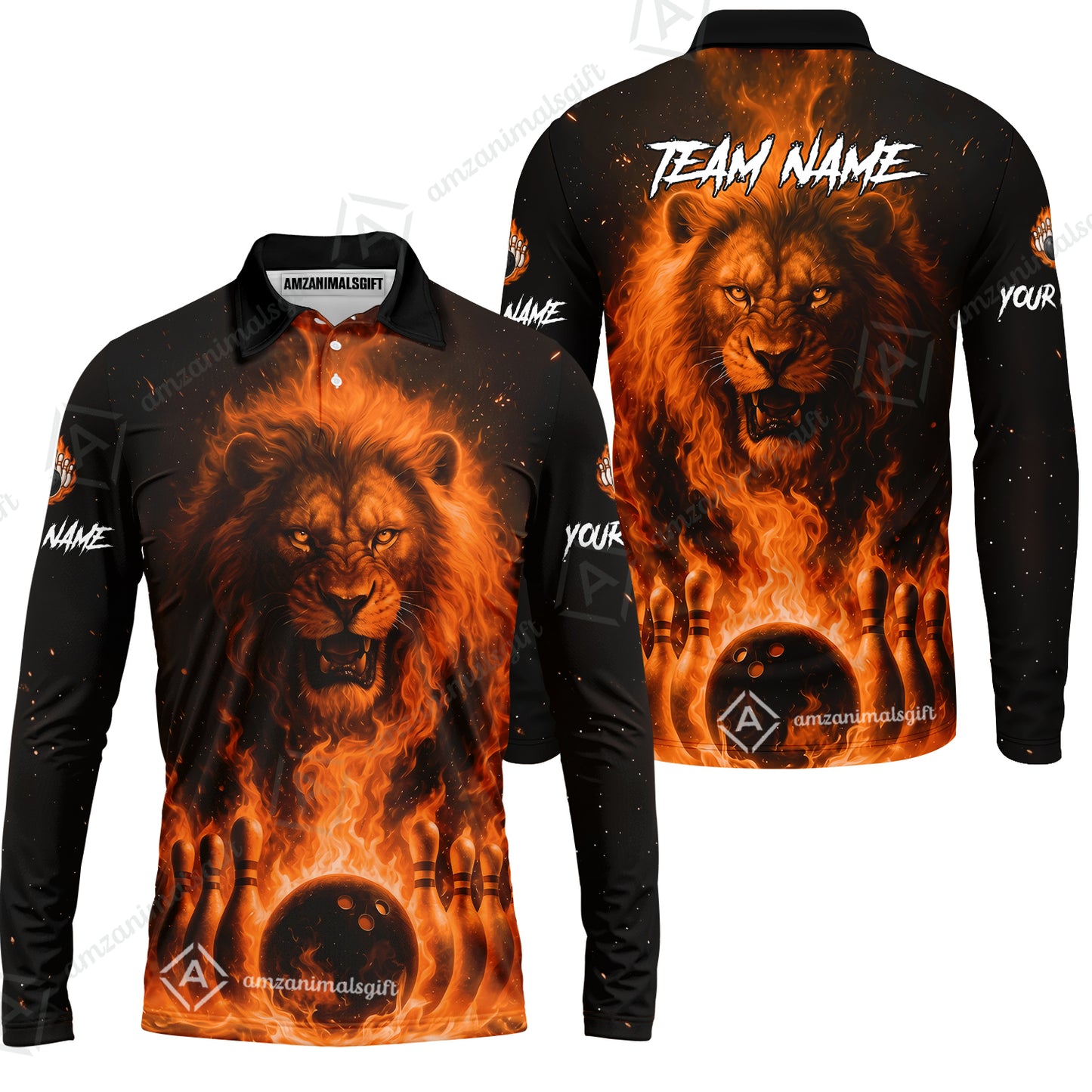 Custom Bowling Jersey Polo Shirt, Bowling Lion Of The Savannah, Custom Bowling Jersey Team Shirt For Players With Name & Team Name