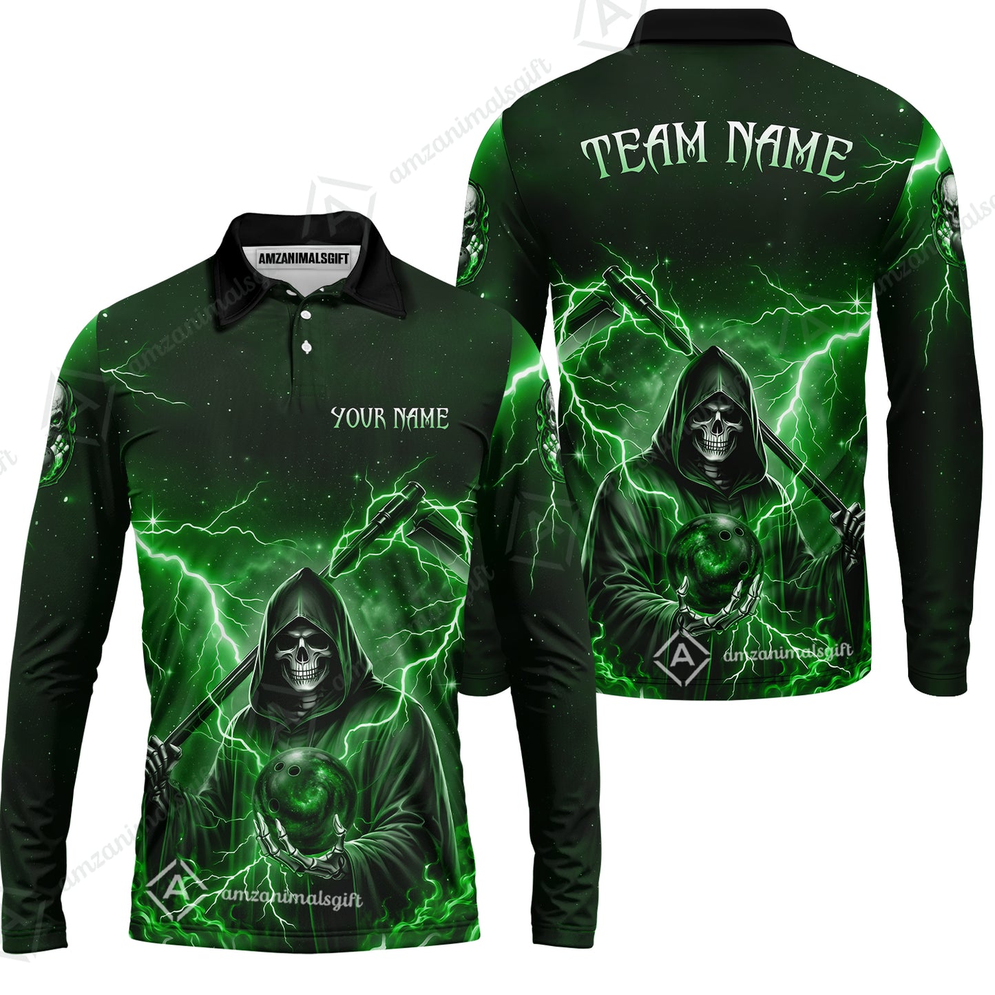 Custom Bowling Jersey Polo Shirt, Multiple Colors Death, Custom Bowling Jersey Team Shirt For Players With Name & Team Name