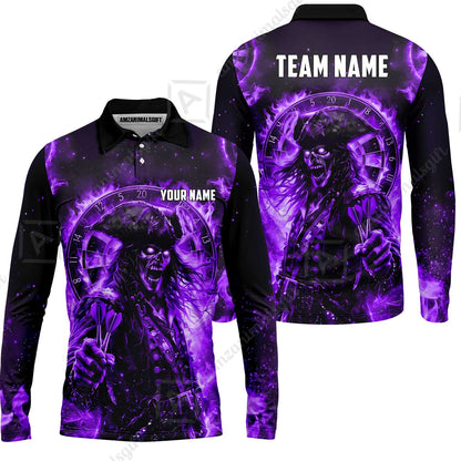 Custom Darts Jersey Polo Shirt, Ghost Pirate, Custom Dart Jersey Team Shirt For Players With Name & Team Name