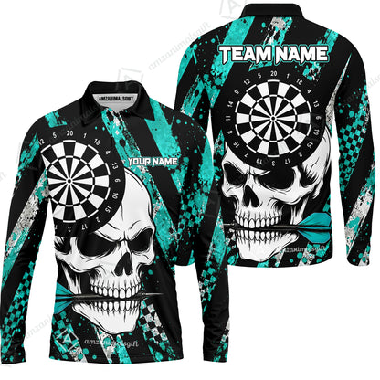 Custom Darts Jersey Polo Shirt, Skull Bites Dart, Custom Dart Jersey Team Shirt For Players With Name & Team Name