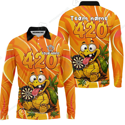 Custom Dart Jersey Team Shirt For Players, Funny Turtle 420, Personalize Name and Team Name