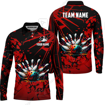 Custom Bowling Jersey Polo Shirt, Strike Explosion Bowling, Custom Bowling Jersey Team Shirt For Players With Name & Team Name