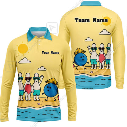Custom Bowling Jersey Polo Shirt, Funny Summer Beach Holiday Pins, Custom Bowling Jersey Team Shirt For Players With Name and Team Name
